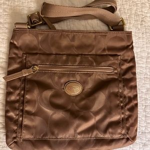 Nylon beige brown coach cross body